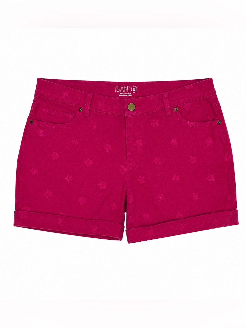 ISANI Women’s Size 6 Hot Pink Floral Embroidered Cuffed Shorts NWT